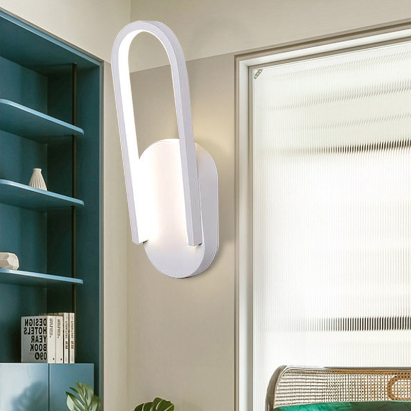 Sleek Semi-Oblong Led Sconce Light In Black/White With Acrylic Shade - Warm/White Illumination White