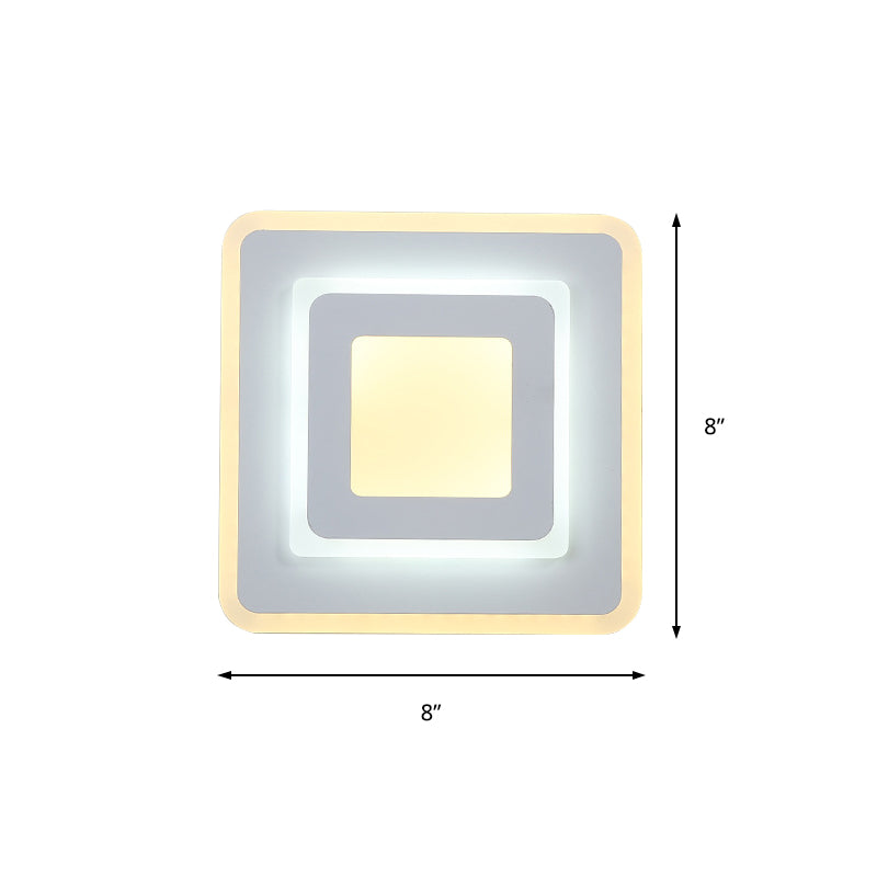 Minimal Acrylic Led Wall Sconce Light - Round/Square Energy-Saving White/Warm Lighting