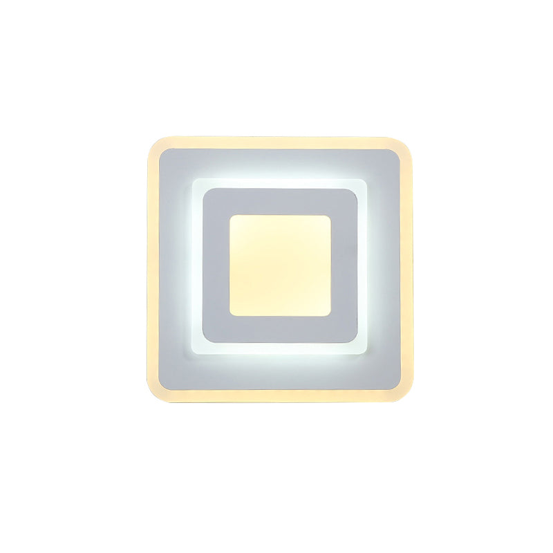 Minimal Acrylic Led Wall Sconce Light - Round/Square Energy-Saving White/Warm Lighting