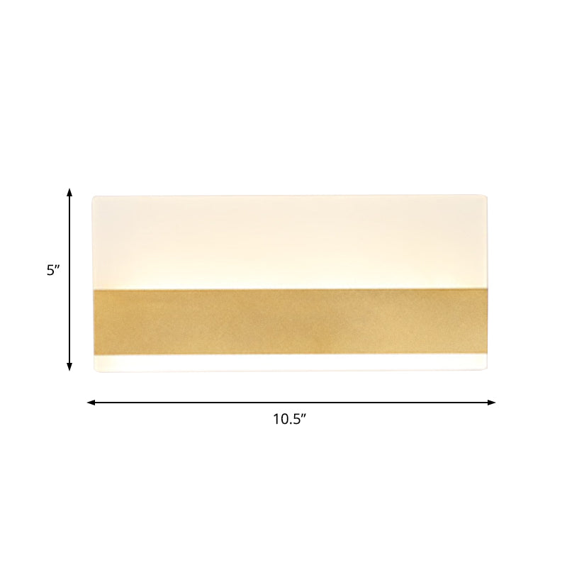 Golden Led Wall Sconce: Simplicity Cuboid Design Acrylic White/Warm Light