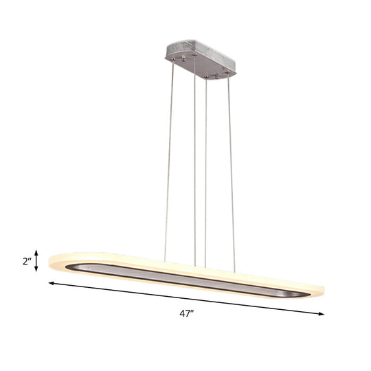 Minimalist Acrylic Silver Led Pendant Light - Single Tier Chandelier 31.5/39/47 Wide