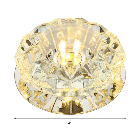 Modern Chrome Led Crystal Flush Light Fixture For Hallways - Petal Design