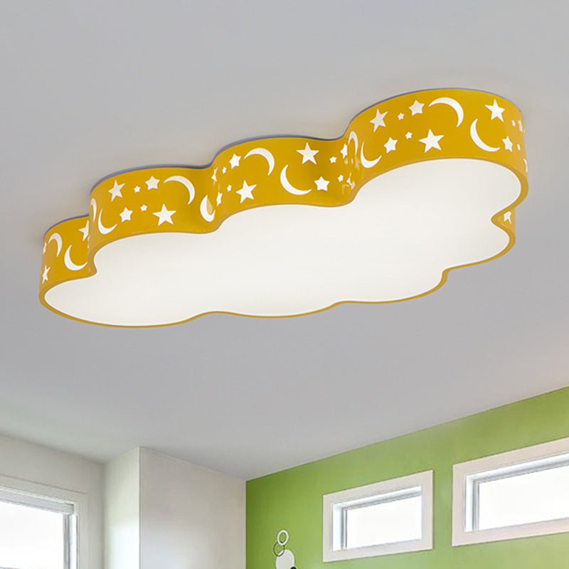 Simplicity Cloud Led Acrylic Ceiling Light For Childs Room - Flush Mount Orange / White