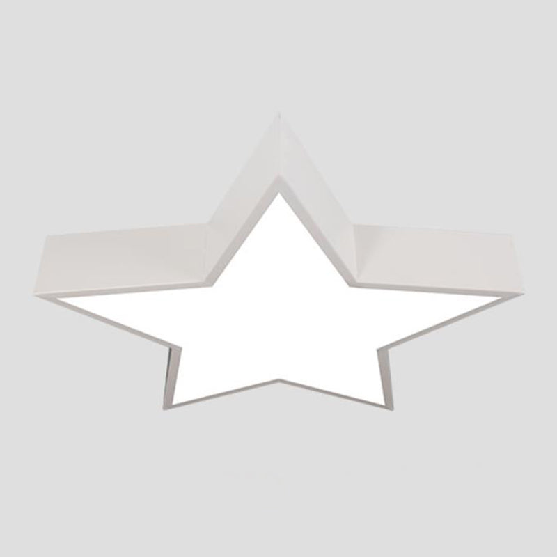 Minimalist Metallic Star Led Flush Ceiling Light For Nursery With Acrylic Shade White / Warm