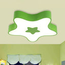 Led Flush Mount Nursery Light - Star Shade Acrylic Kids Style Fixture Green / White