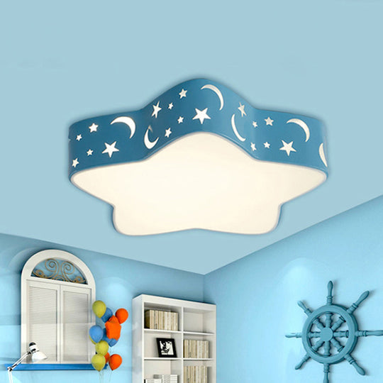Cartoon Star Led Flush Mount Nursery Ceiling Light