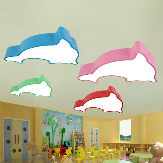 Minimalist Acrylic Kindergarten Led Flush Ceiling Light Fixture - Dolphin
