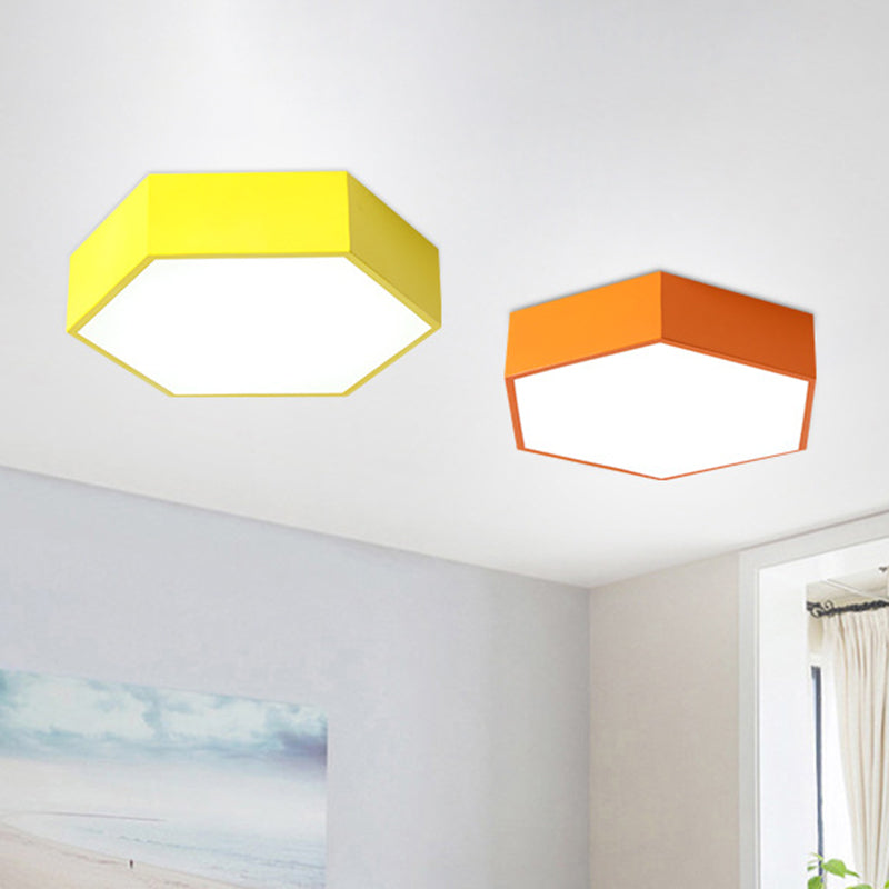 Minimalist Hexagon Led Flush Mount Ceiling Light For Nursery - Acrylic Finish