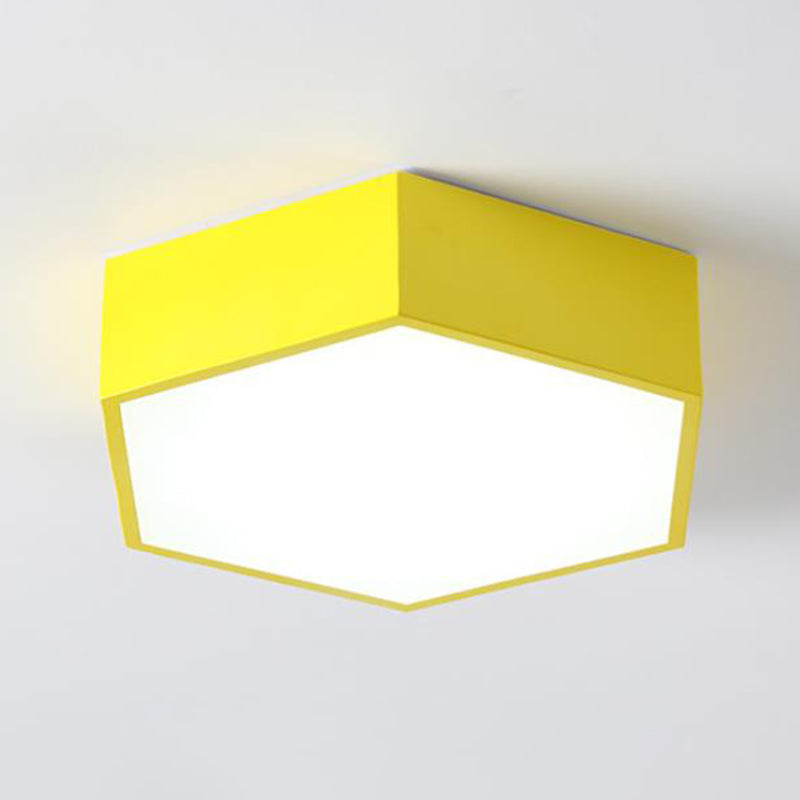 Minimalist Hexagon Led Flush Mount Ceiling Light For Nursery - Acrylic Finish Yellow / Warm