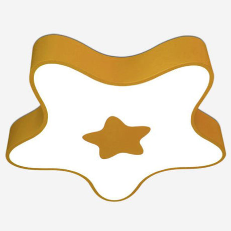 Led Star Shaped Flush Mount Ceiling Light For Kids - Metallic Finish Ideal Kindergarten