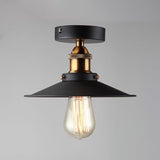 Sleek Black Single Dining Room Ceiling Light - Umbrella Semi Flush Mount