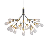 Minimalistic Led Branch Chandelier With Metallic Finish And Bulb-Shaped Glass 15 / Clear