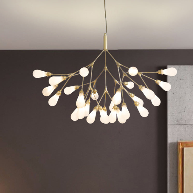 Modern Metal Branch Chandelier Pendant Light With Bulb-Shaped Glass - Minimalist Led Lighting 27 /