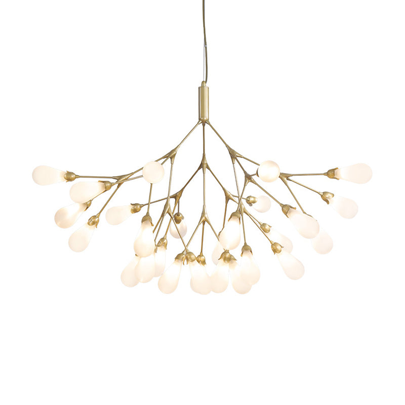 Modern Metal Branch Chandelier Pendant Light With Bulb-Shaped Glass - Minimalist Led Lighting