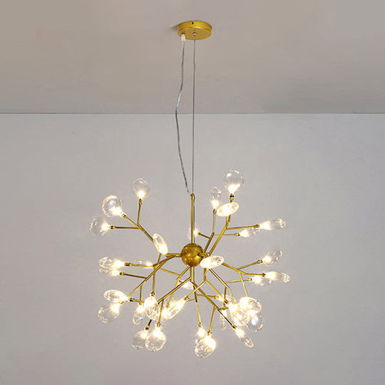 Simplicity Gold Led Pendant Chandelier For Living Room - Metallic Branch Design 36 /