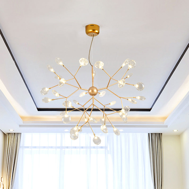 Simplicity Gold Led Pendant Chandelier For Living Room - Metallic Branch Design