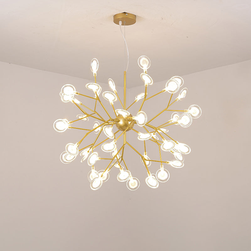 Sputnik Firefly Led Suspension Light - Acrylic Bedroom Chandelier Lighting 54 / Gold