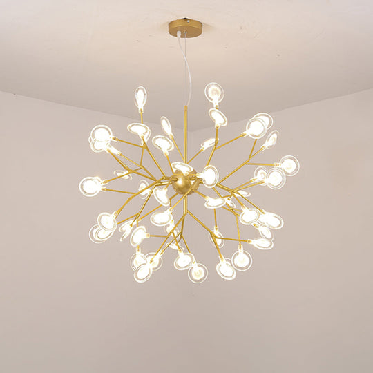 Sputnik Firefly Led Suspension Light - Acrylic Bedroom Chandelier Lighting 54 / Gold
