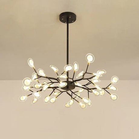 Simplicity Branched Firefly Chandelier: Acrylic Led Pendant Light Fixture For Living Room 45 / Black