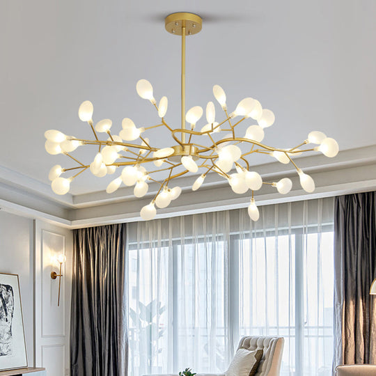Metallic Minimalist Led Pendant Light - Branch-Inspired Living Room Chandelier
