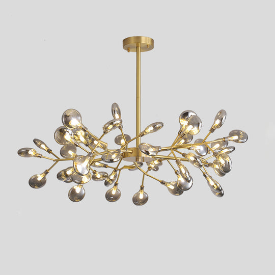 Led Tree Branch Ceiling Light: Postmodern Metallic Chandelier For Living Room 45 / Brass C
