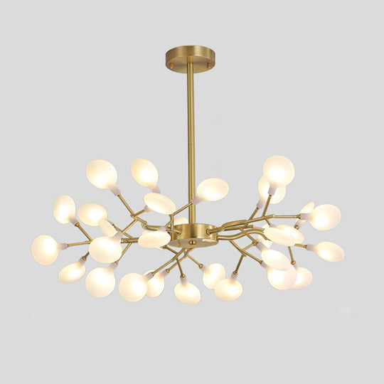 Led Tree Branch Ceiling Light: Postmodern Metallic Chandelier For Living Room 30 / Brass B