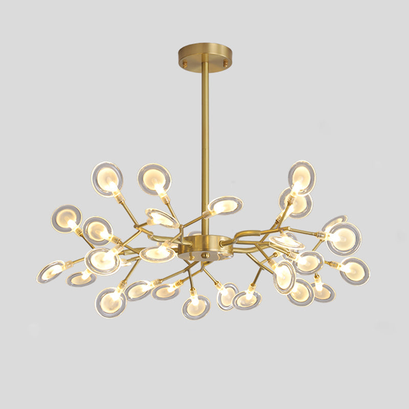 Led Tree Branch Ceiling Light: Postmodern Metallic Chandelier For Living Room 30 / Brass A