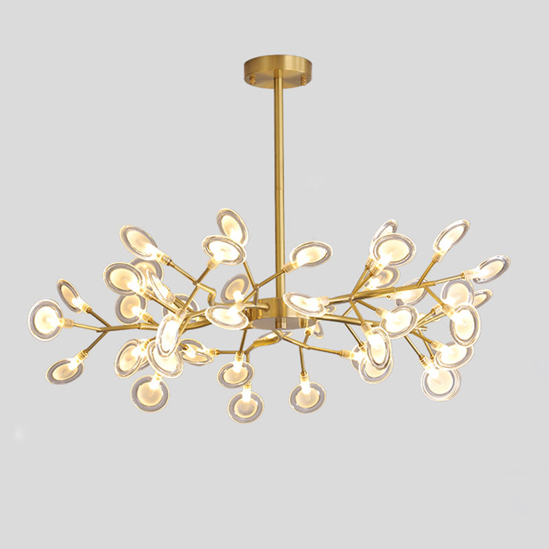 Led Tree Branch Ceiling Light: Postmodern Metallic Chandelier For Living Room 45 / Brass A