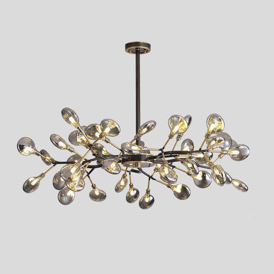 Led Tree Branch Ceiling Light: Postmodern Metallic Chandelier For Living Room 45 / Black C