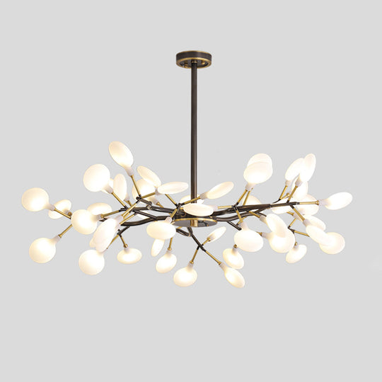 Led Tree Branch Ceiling Light: Postmodern Metallic Chandelier For Living Room 45 / Black B
