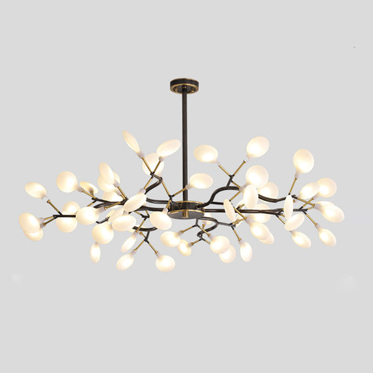 Led Tree Branch Ceiling Light: Postmodern Metallic Chandelier For Living Room 54 / Black B
