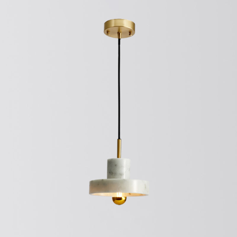 Minimalist Marble Pendant Light For Dining Rooms - Elegant Ceiling Fixture With Shaded Design White