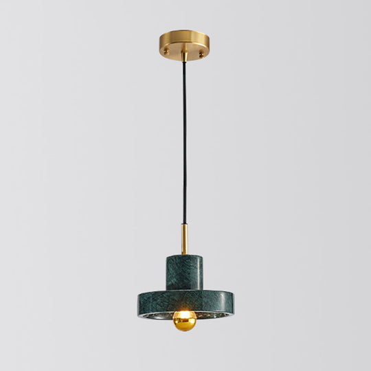 Minimalistic Marble Pendant Ceiling Light For Shaded Dining Room With 1 Head Green / Barn