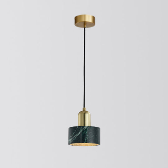 Minimalistic Marble Pendant Ceiling Light For Shaded Dining Room With 1 Head Green / Drum