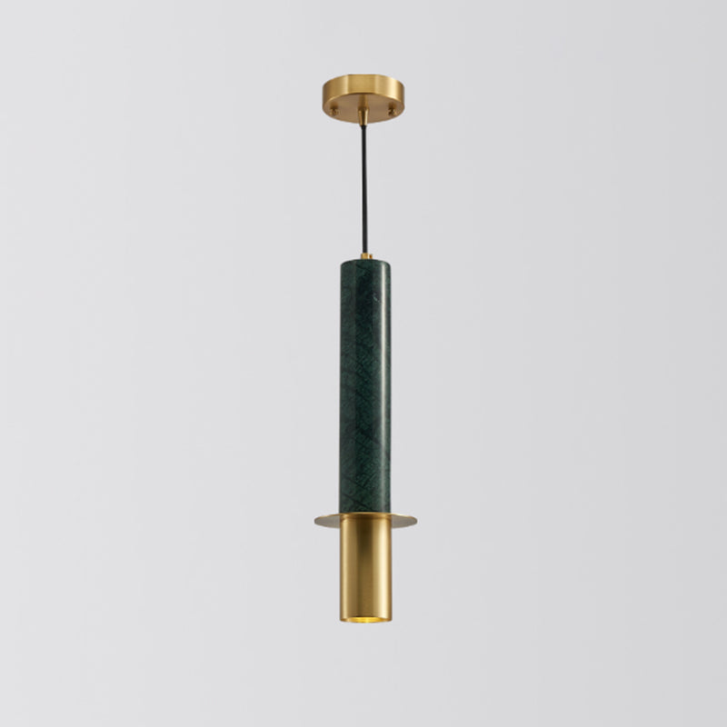 Minimalistic Marble Pendant Ceiling Light For Shaded Dining Room With 1 Head Green / Tube