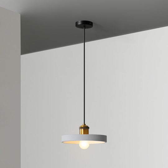 Minimalist Geometric Pendant Light - Single Resin-Cement Dining Room Suspension Fixture Grey / Round