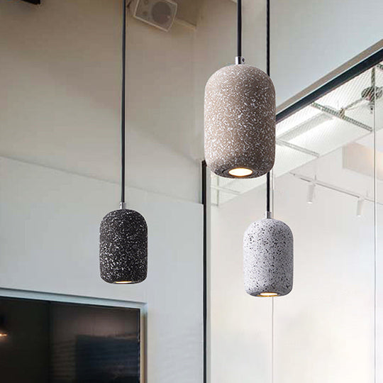 Nordic Cement Pendant Light: Single-Bulb Dining Room Suspension Fixture