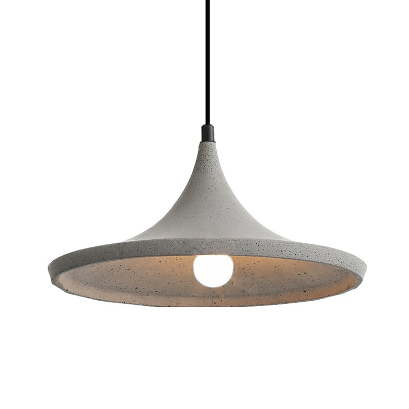 Sleek Grey Cement Cone Suspension Pendant Ceiling Light - Ideal For Dining Rooms