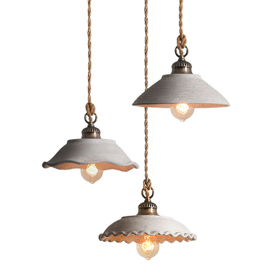 Minimalist Grey Cement Bowl Pendant Light For Dining Room Ceiling