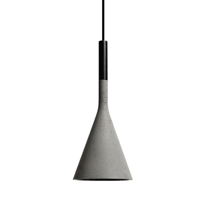 Minimalist Grey Cement Pendant Ceiling Light - Funnel Dining Room Suspension Lighting 1 Head