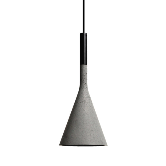 Minimalist Grey Cement Pendant Ceiling Light - Funnel Dining Room Suspension Lighting 1 Head