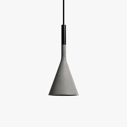 Minimalist Pendant Ceiling Light - Funnel Dining Room Suspension Lighting Grey Cement 1 Head Inch