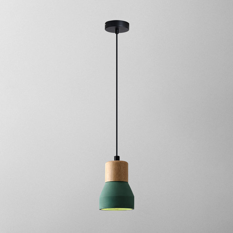 Modern Cement Bell Pendant Light Fixture For Dining Room - 1-Light Suspension Green