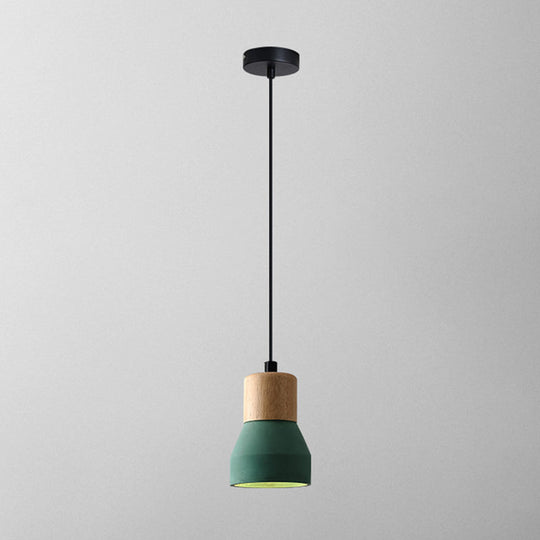 Modern Cement Bell Pendant Light - Stylish 1-Light Fixture For Dining Room Green
