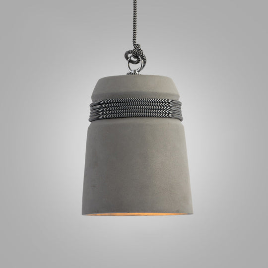 Simplicity Cement Pendant Light For Dining Room Ceiling With Bell Suspension Grey / B