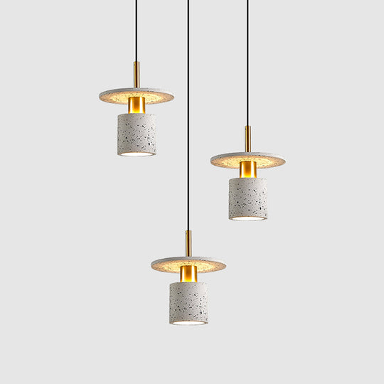Suspension en terrazzo de style nordique pour restaurants - Luminaire à suspension cylindrique et à disque