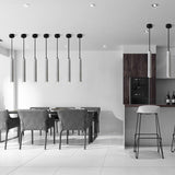 Sleek 1-Light Cement Tube Pendant Ceiling Light For Dining Room