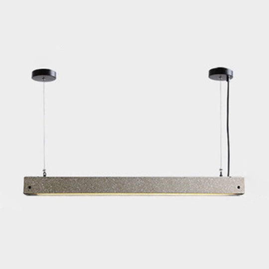 Modern Cement Led Pendant Light For Dining Room - Grey Rectangular Suspension Fixture