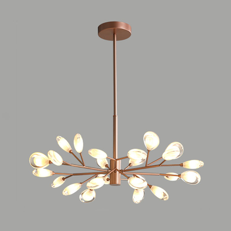 Sputnik Firefly Modern Led Ceiling Light - Acrylic Chandelier Fixture For Living Room 24 / Rose Gold