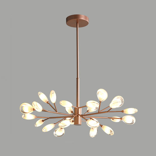 Sputnik Firefly Modern Led Ceiling Light - Acrylic Chandelier Fixture For Living Room 24 / Rose Gold